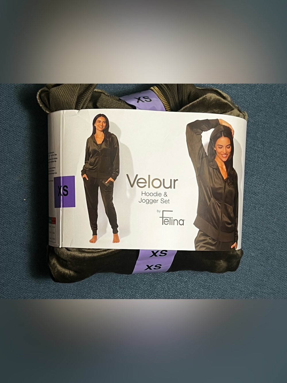 Felina Olive Green Velour Hoodie & Jogger Set